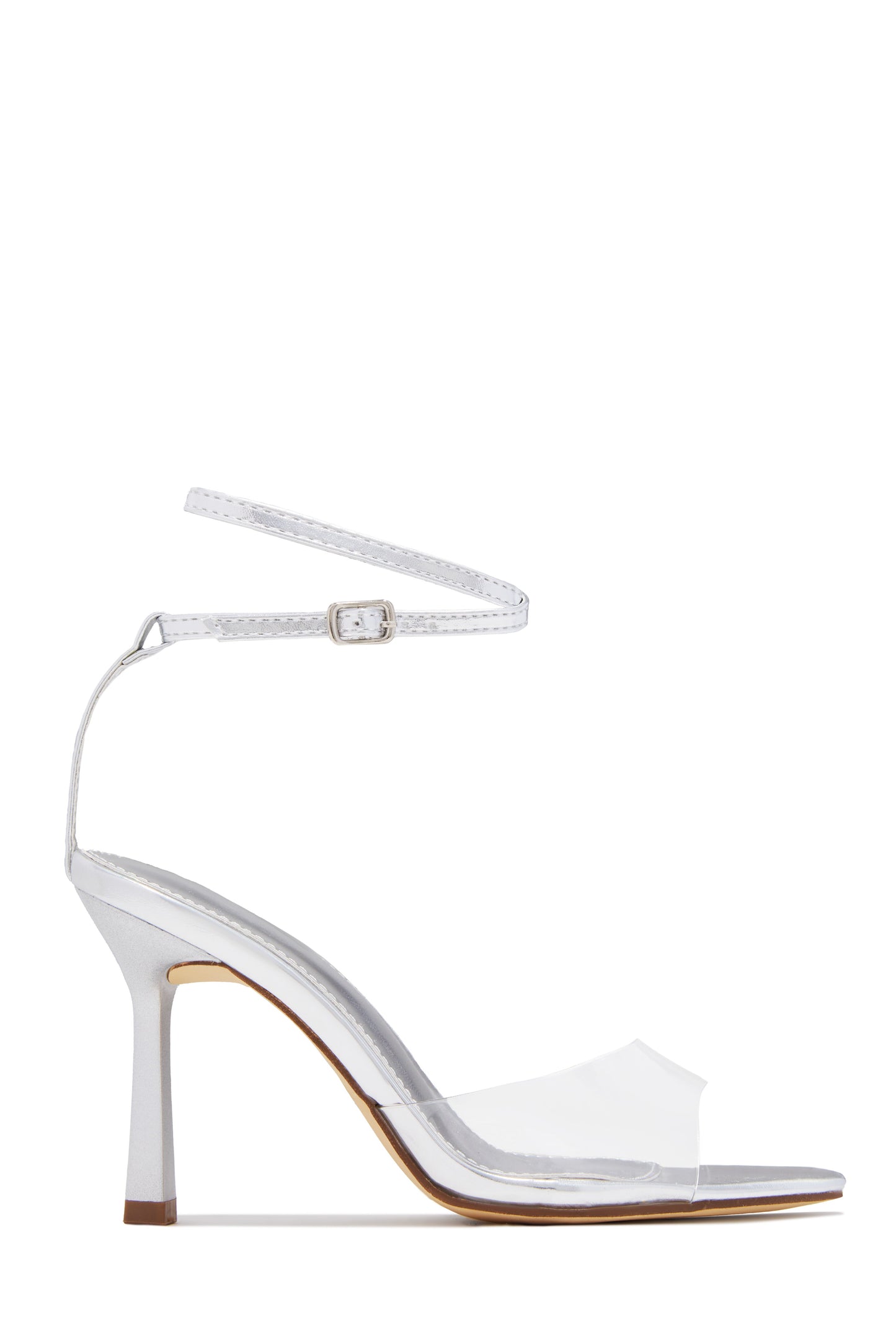 Rosalia Clear Strap Stiletto Heels – Silver
