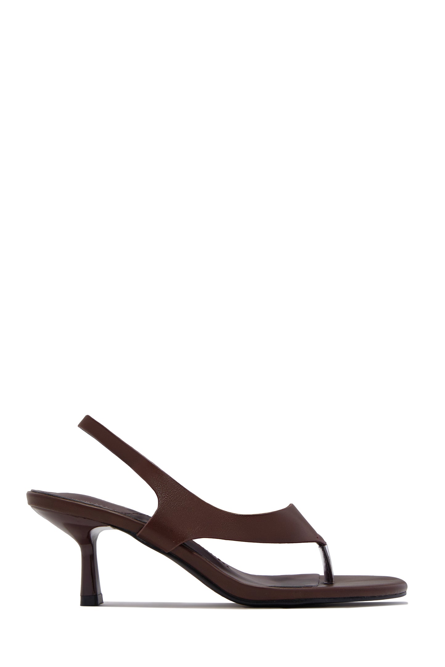 Eymi Thong Strap Slingback Mid Heels - Brown