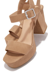 Cecilia Platform Chunky Heels - Nude