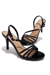 Karina Strappy Single Sole Heels - Black