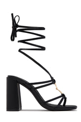 VIP Strut Lace Up Chunky Heels - Black
