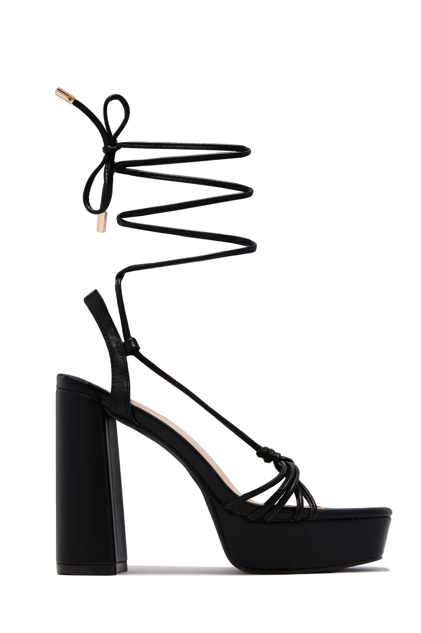London Lace Up Platform Heels - Black