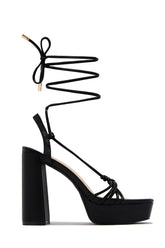 London Lace Up Platform Heels - Black