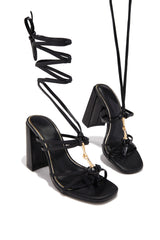 VIP Strut Lace Up Chunky Heels - Black