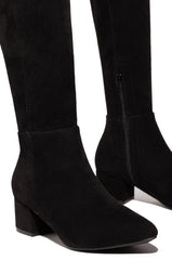New Moon Over The Knee Block Heel Boots - Black