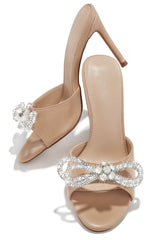 Mishelle Embellished Mule Heels - Nude