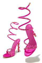 Andria Embellished Around The Ankle Coil Heels - Pink