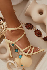 Polished Strappy High Heels - Light Yellow