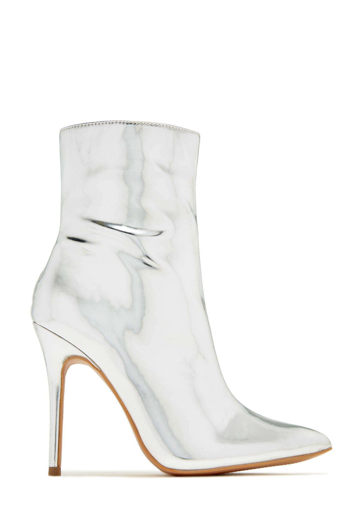 Azura Metallic Pointed Toe Ankle Boots - Silver