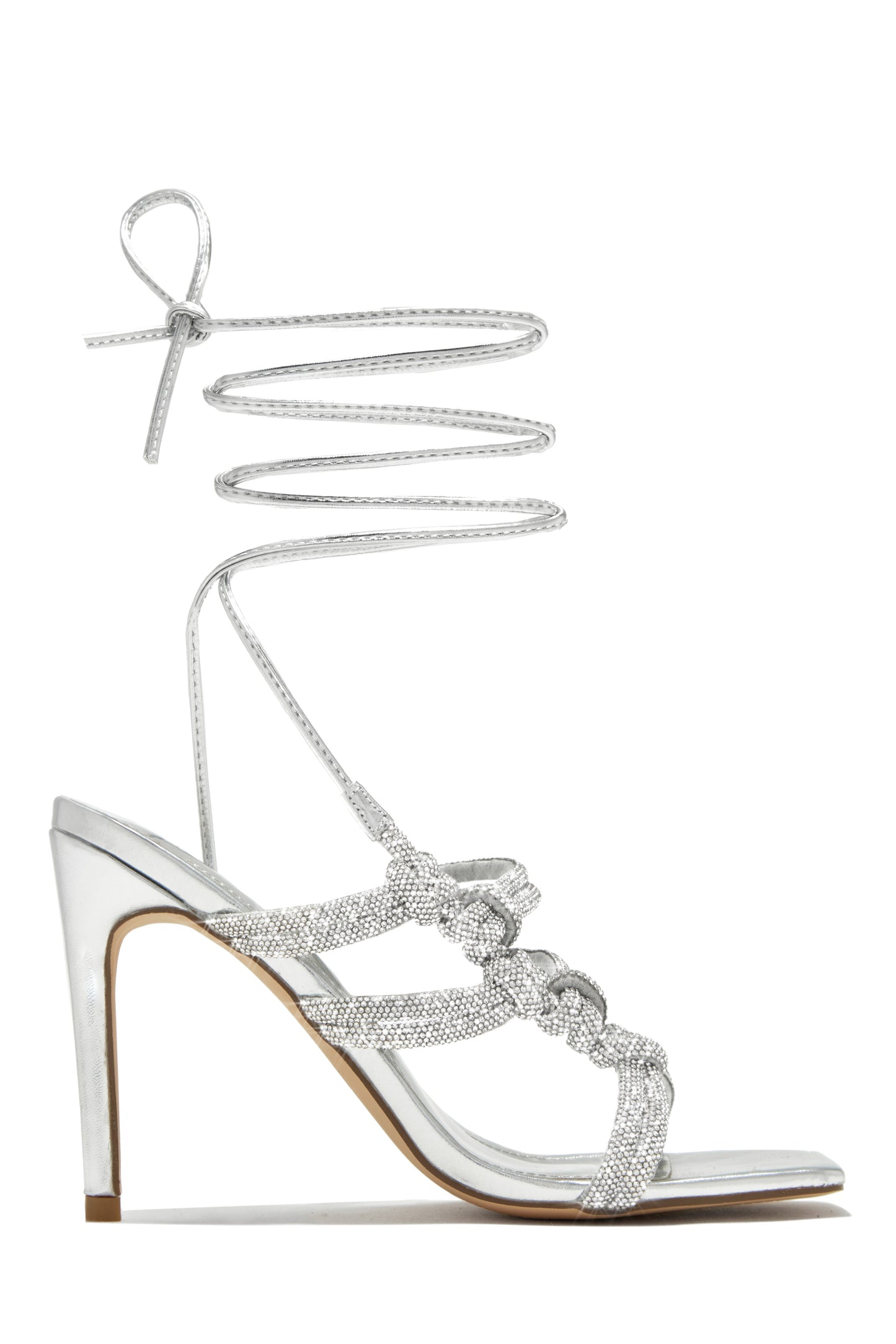 Party Girl Era Embellished Lace Up Heels - Nude