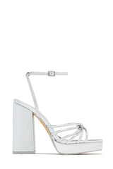 Lelia Platform Block Heels - Silver