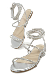 Summers In Tulum Embellished Lace Up Sandals - Silver