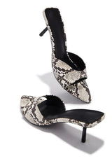 Myra Mid Heel Mules - Snake
