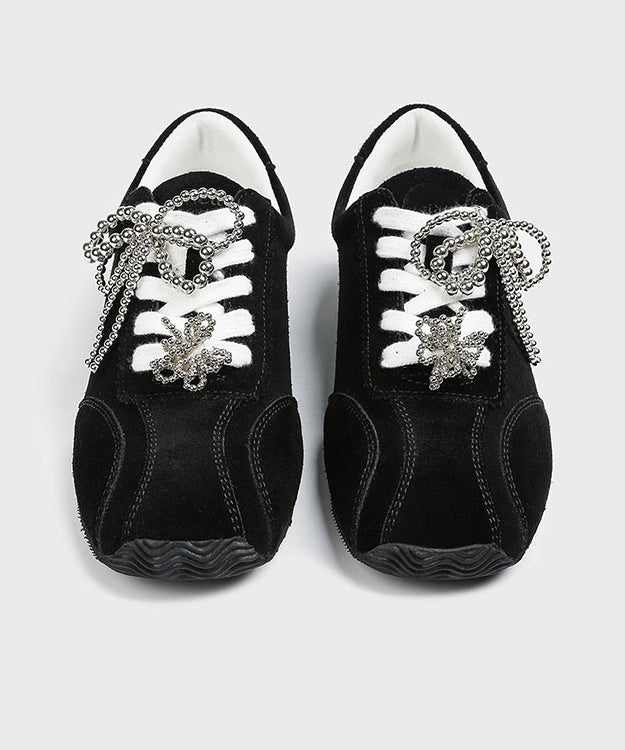 New Black Lace Up Sports Leisure Shoes