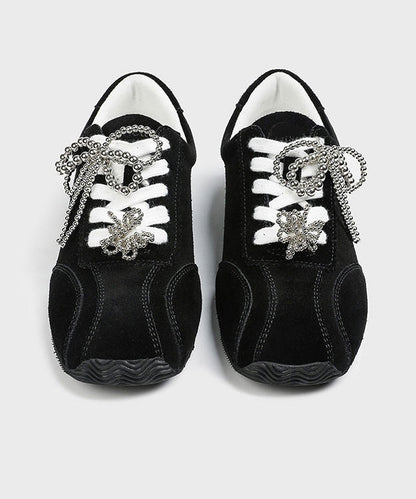 New Black Lace Up Sports Leisure Shoes