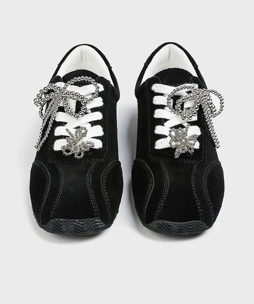 New Black Lace Up Sports Leisure Shoes