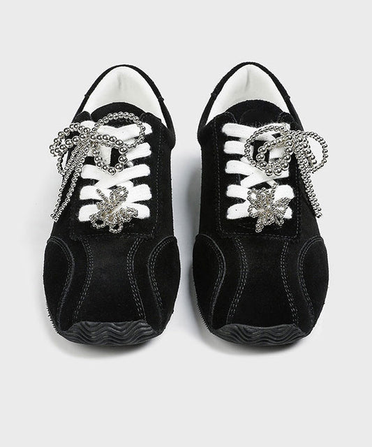 New Black Lace Up Sports Leisure Shoes