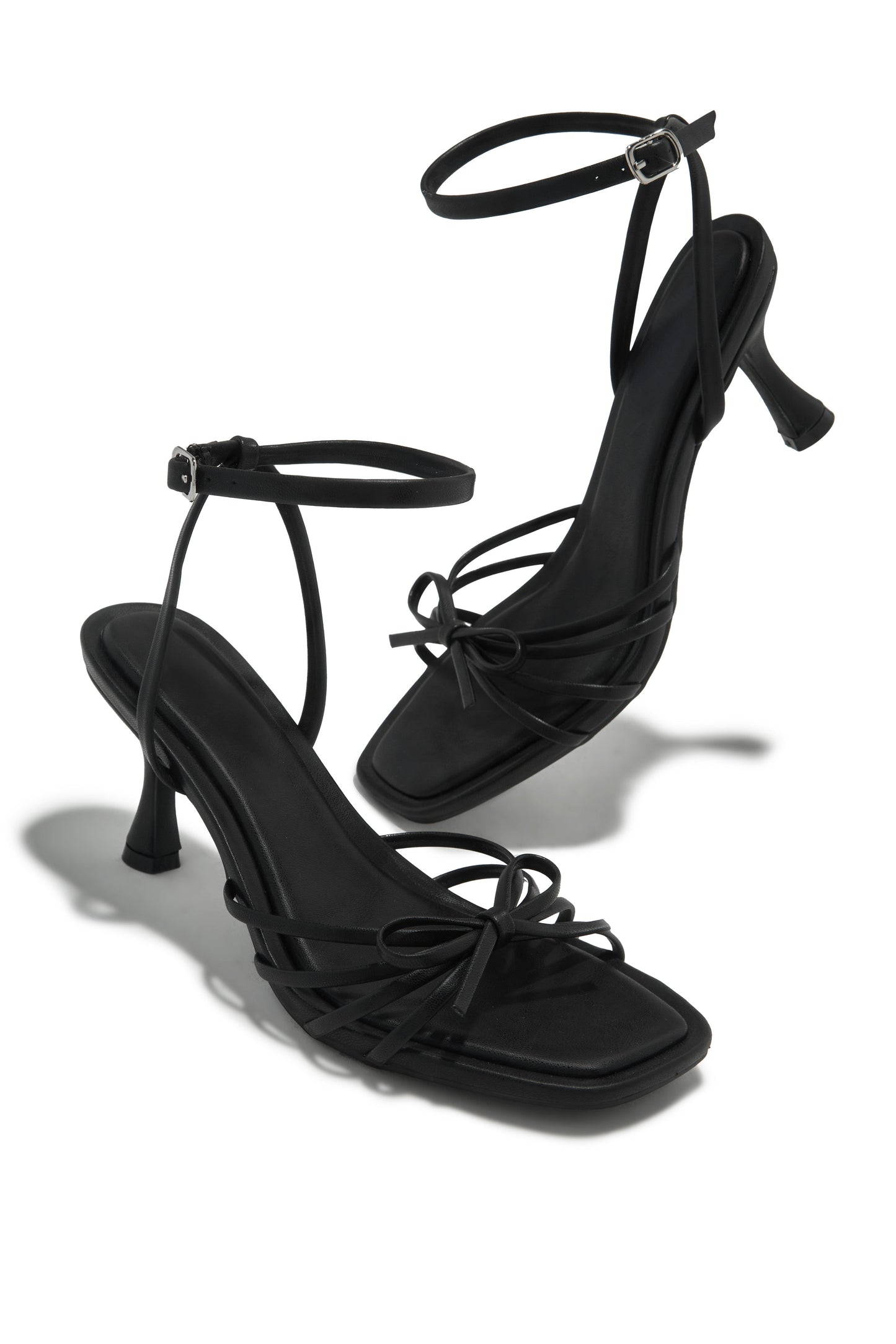 Denaya Ankle Strap Mid Heels - Black