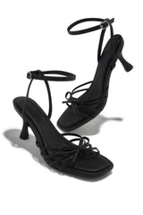 Denaya Ankle Strap Mid Heels - Black