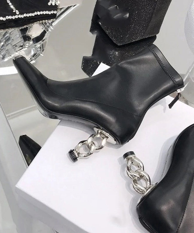 New Versatile Silver Zipper Metal Heterotypic High Heel Boots