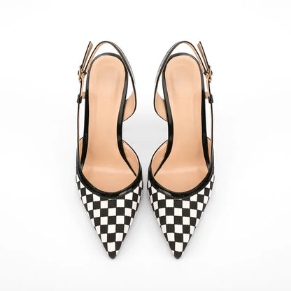 Checkerboard Pointed High Stiletto