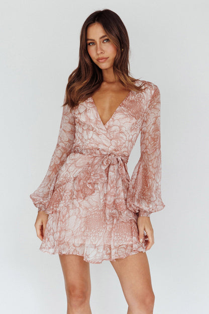 Kerry Layered Balloon Sleeve Dress Nude