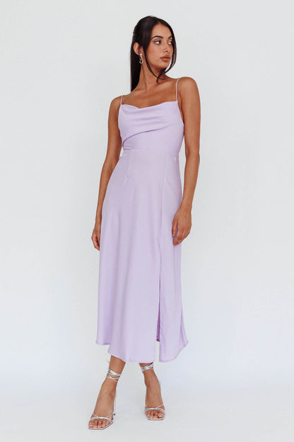 Suki Front Split Midi Dress Lilac