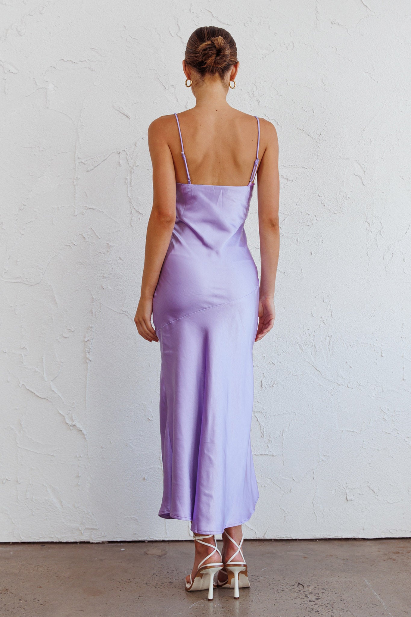 Well Versed Pleated Bust Front Split Dress Lavender