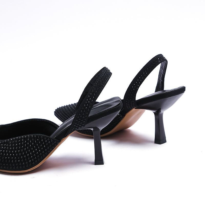 Crystal Pointed Toe Slingback Stiletto Sandals
