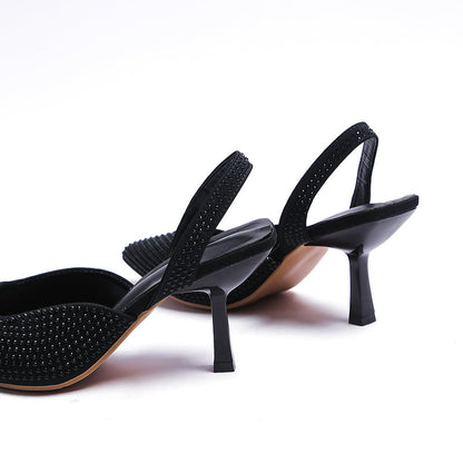 Crystal Pointed Toe Slingback Stiletto Sandals