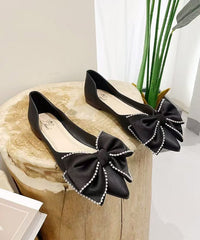 New Black Bow Splicing Comfy Flat Shoes
