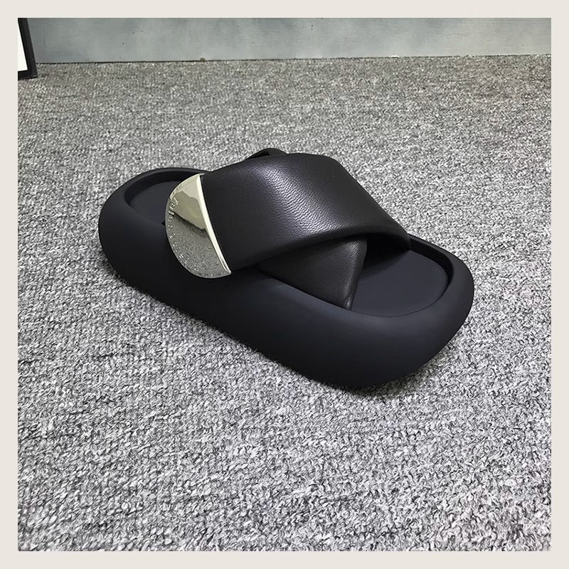 Cross Straps Thick Bottom Slippers