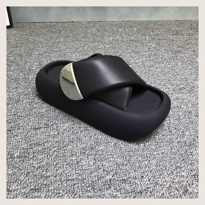 Cross Straps Thick Bottom Slippers