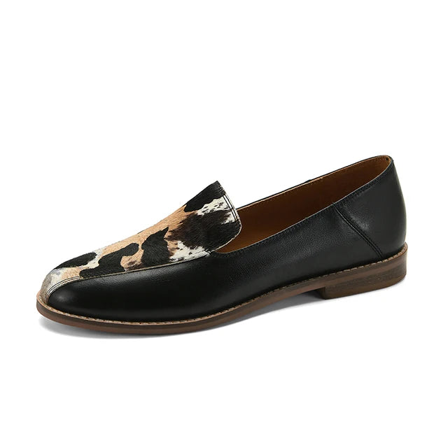 Animal Pattern Leather Loafers