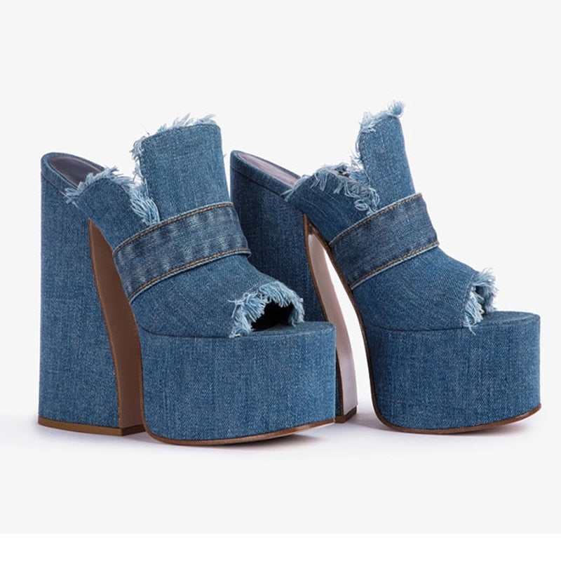 Denim Fray Platforms