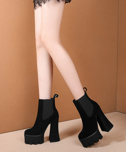 New Khaki Splicing Platform High Heel Boots