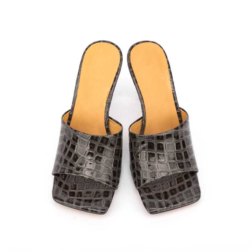 Croc Square Toe Mule Sandals