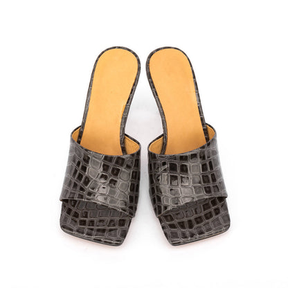 Croc Square Toe Mule Sandals