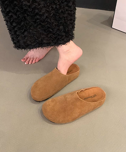 Autumn Khaki Suede Platform Slide Sandals