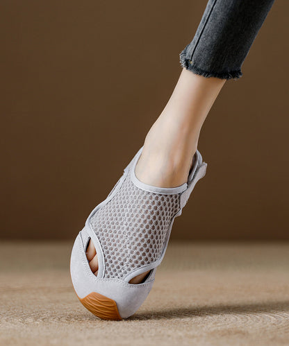 Brown Hollow Out Breathable Mesh Splicing Walking Sandals