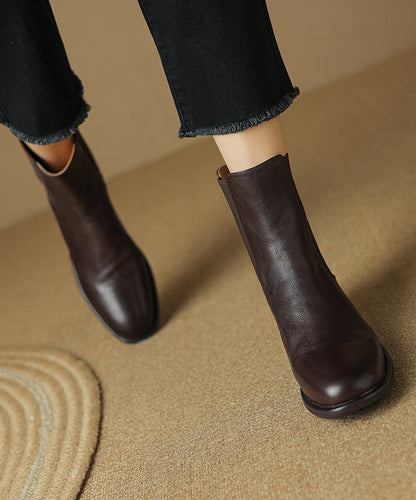 New Chunky Boots Black Cowhide Leather