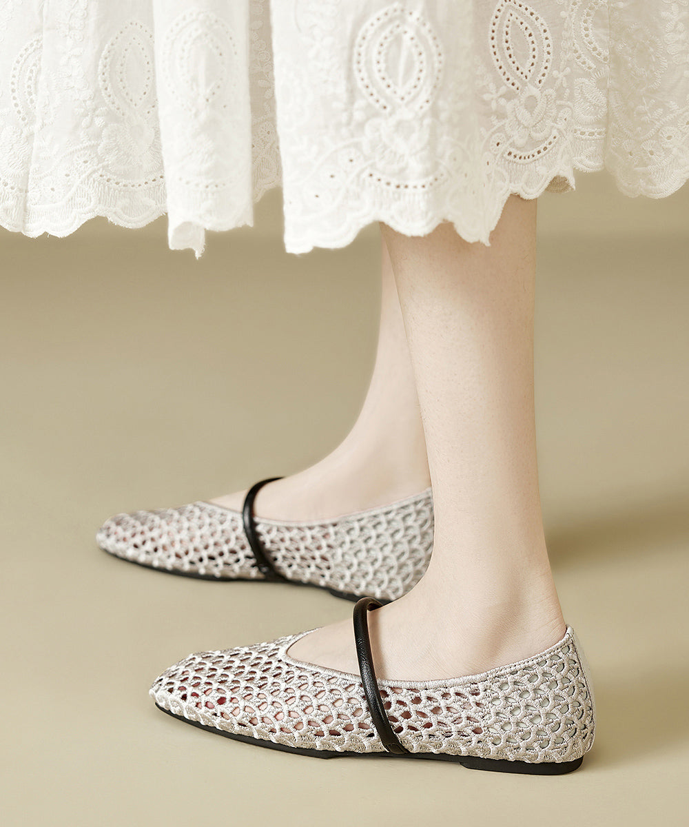 New Gold Flat Bottomed Mesh Sandals