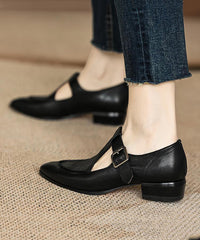 Boho Brown Sheepskin Splicing Buckle Strap Flats Shoes
