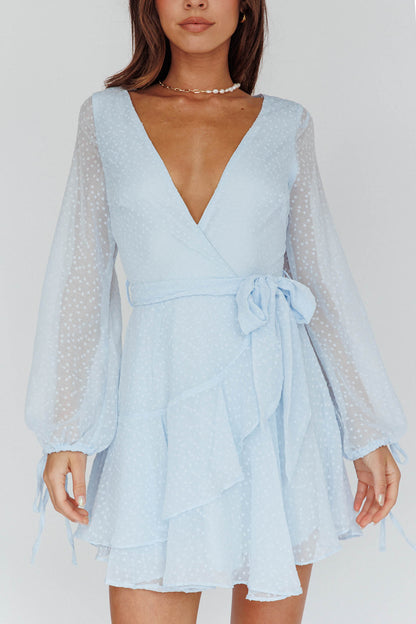 Sheri Hail Spot Chiffon Dress Blue