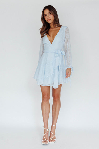 Sheri Hail Spot Chiffon Dress Blue