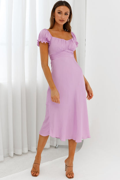 Linka Off-Shoulder Tie Back Midi Dress Lilac