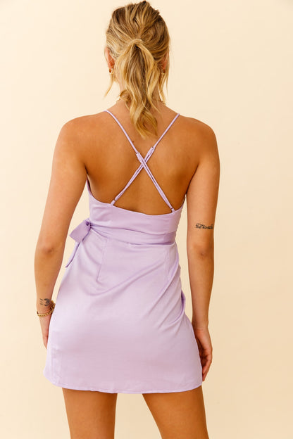 Medellin Gathered Detail Side-Tie Wrap Dress Lilac