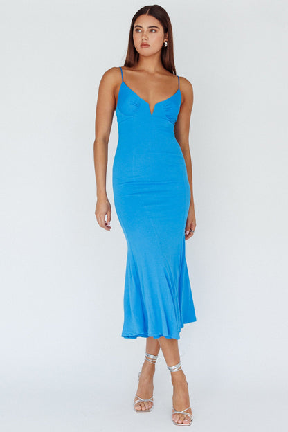 Lake Como Bodycon Maxi Dress Blue
