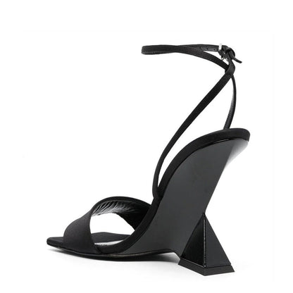 Open Square Toe Buckle High Heel Sandals