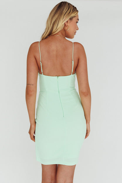 Sweet Embrace Structured Bodice Ruffle Dress Mint